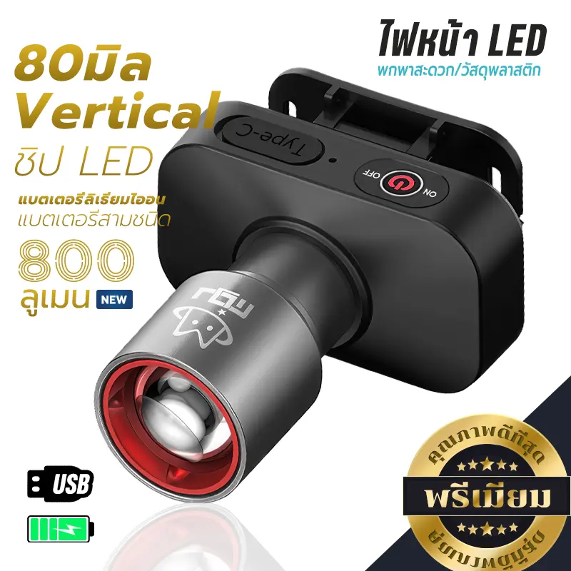 MIGU LED-Stirnlampe, per USB aufladbar, mit Zoom und 3 Leuchtmodi, IPX4 wasserfest, für Camping, Angeln, Erkundungen, Wandern, Reparaturen und Notfälle, Lieferung in 2 Tagen