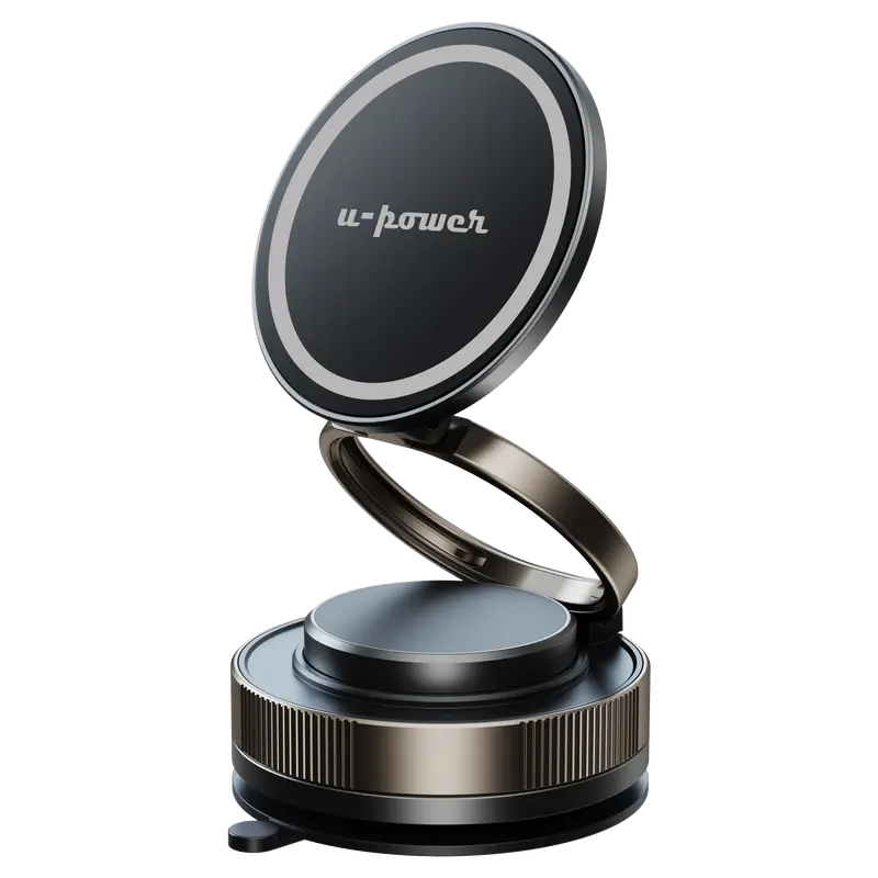 【U-POWER公式・TikTok販売5万台突破】スマホホルダー 車 ナノゲル吸着×真空吸盤 W固定構造 magsafe対応 360度回転 N55磁石 片手操作 iPhone Android全機種対応 スマホスタンド 車用  カー用品