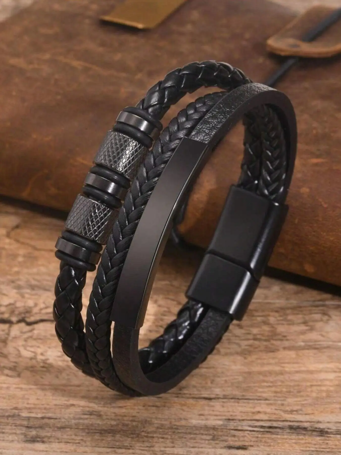 Men's Business Style Braided Design PU Leather Bracelet, Fashion Jewelry for Party, Daily Clothing Decor, Trendy All-match & Exquisite Jewelry for Birthday Gift