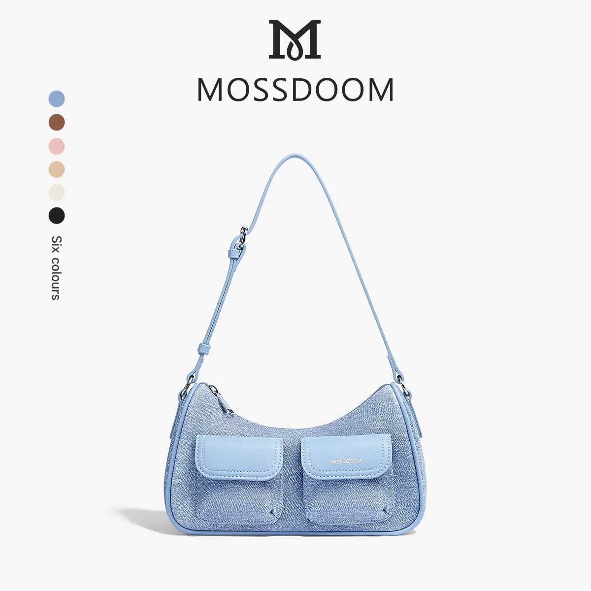 【Clearance】MOSSDOOM Women's Bag Liora Bag Imitation Denim Retro Motorcycle Style Stylish Casual Armpit Bag for Women