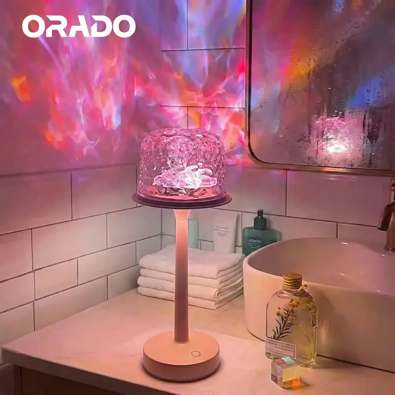 ORADO 오로라·오션 웨이브·물결 무드등, 16색 조절식 방수 휴대용 탁상 램프