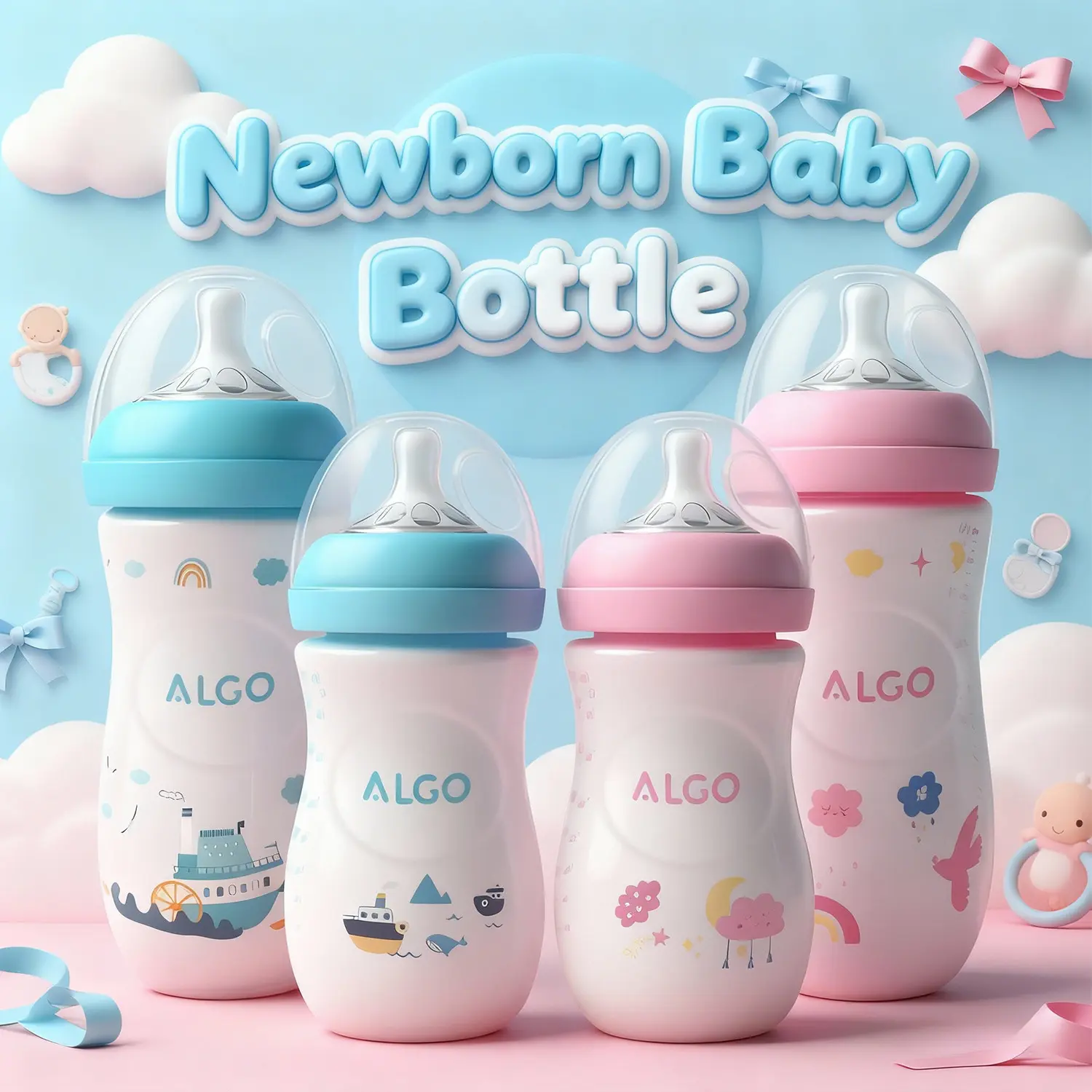 Botol Susu Bayi PP Ready Stock Malaysia, 3 Ukuran: 150ml, 260ml & 330ml, Tahan Panas, Tahan Jatuh, Antikolik, Bebas BPA, untuk Bayi 0–36 Bulan