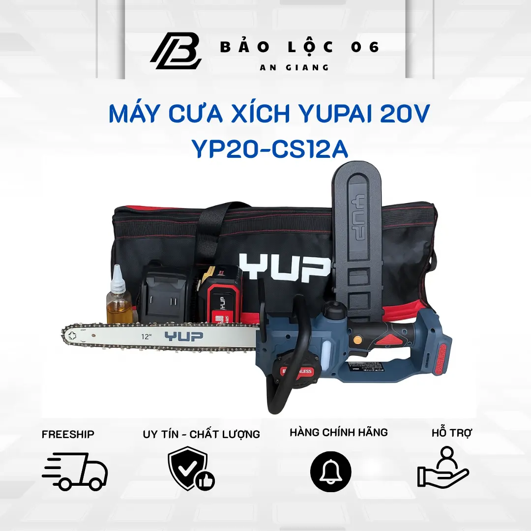 Motosierra inalámbrica Yupai YP20-CS12A de 12" (300 mm) para madera, con motor sin escobillas