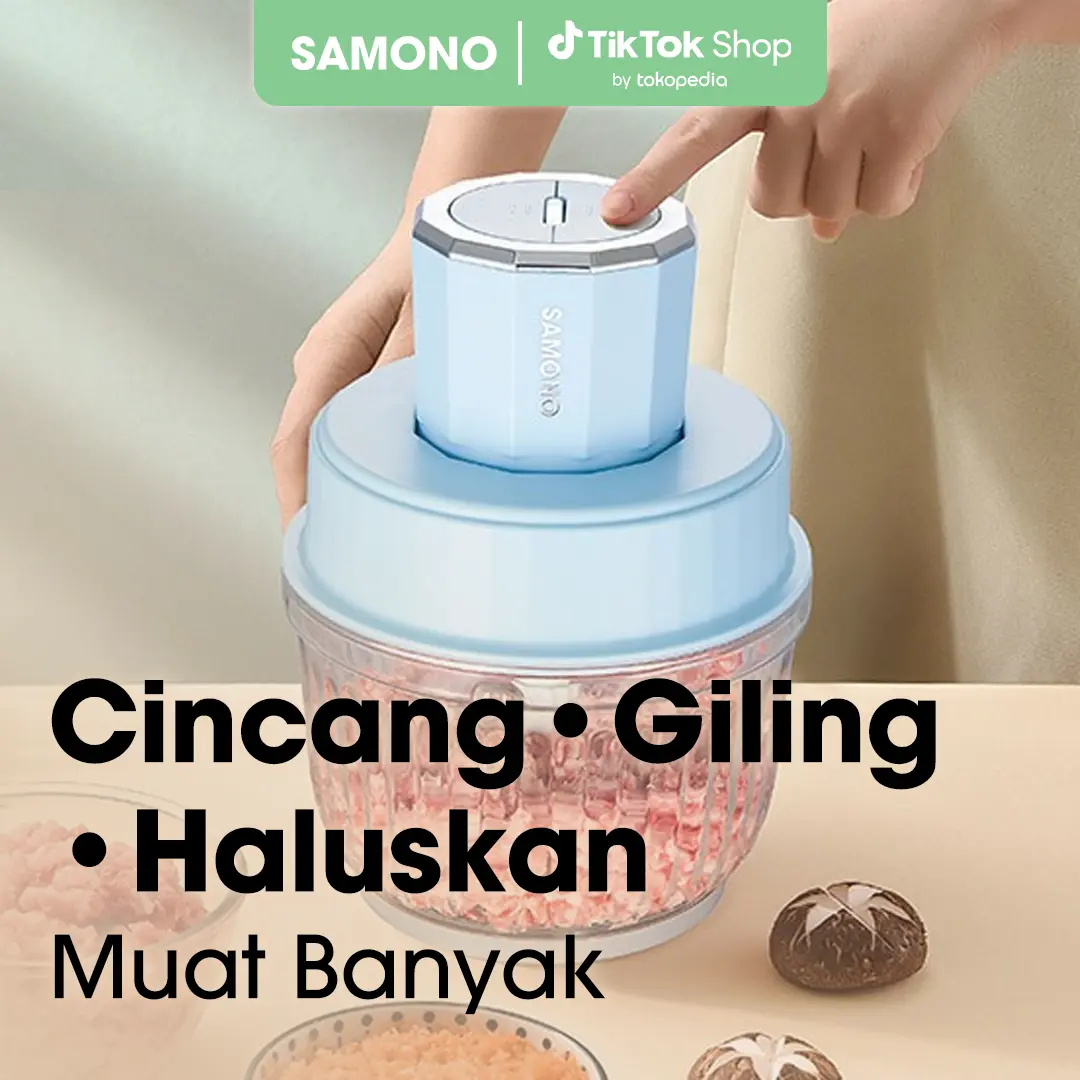 (LIVE 9.9 HARGA KHUSUS) SAMONO 2.5 Liter Food Chopper Multifungsi Penggiling Daging Penghalus Makanan dan Bumbu Garansi 1 Tahun (SW-CG350) Pisau Stainless Wadah Mesin