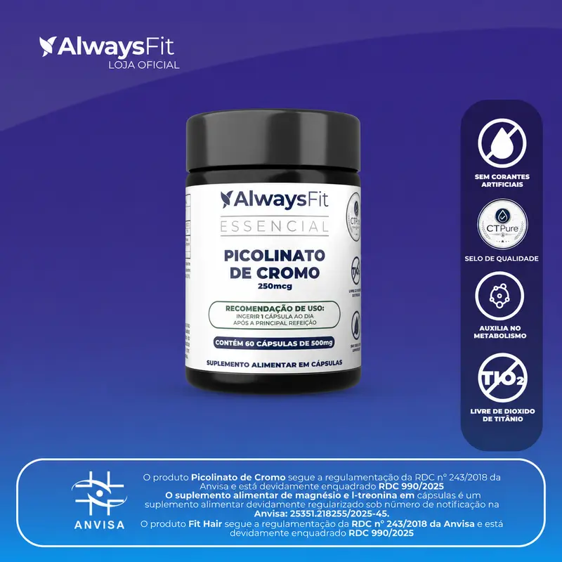 Picolinato de Cromo 250mcg, 60 cápsulas — Always Fit