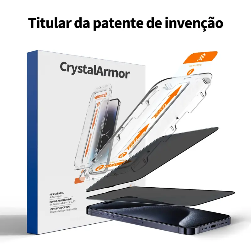 CrystalArmor Kit 2 3D 9H 강화유리 사생활 보호필름 2매 + 부착기 - iPhone 17/16/15/14/13/12/11/XR/XS/X, Samsung S22~S26/A35~A56