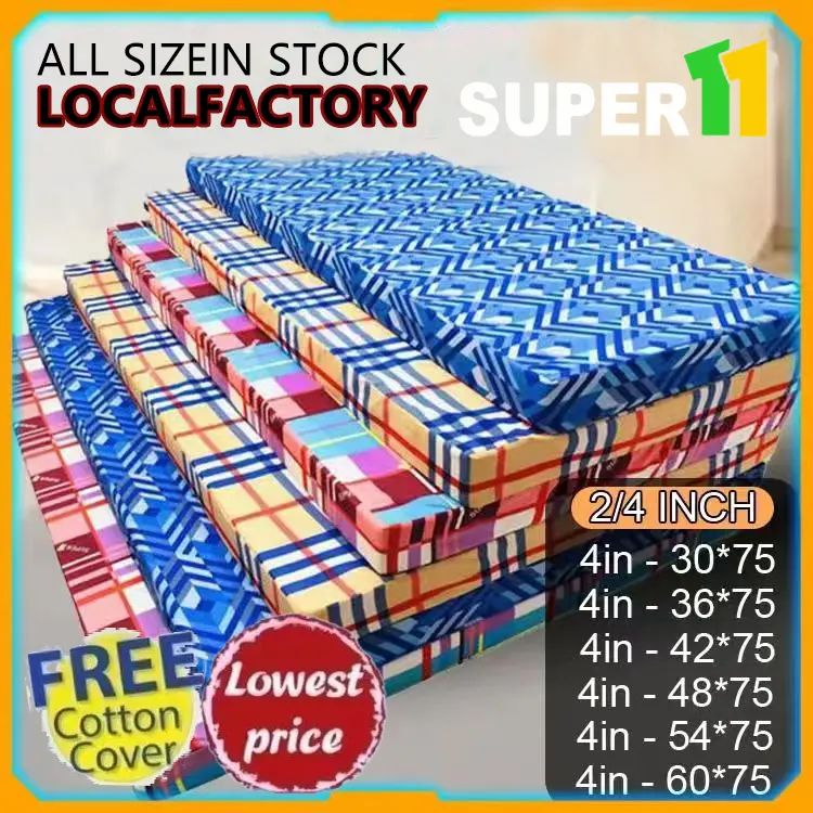 Matelas en mousse SUPER11 avec housse, épaisseur 2/4 pouces, 100 % original, tailles une place, queen ou familiale, pour la maison