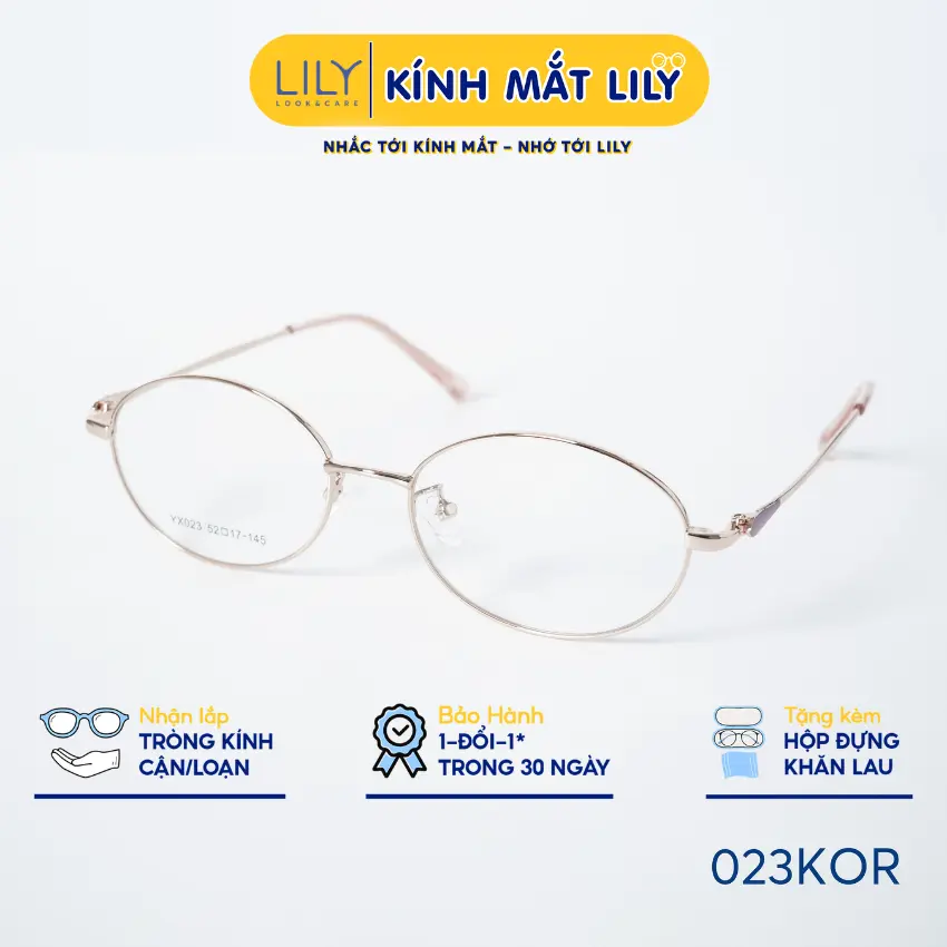 LILYEYEWEAR 023KOR Unisex Oval Eyeglass Frames, Premium Sturdy Metal, Modern Colours and Styling