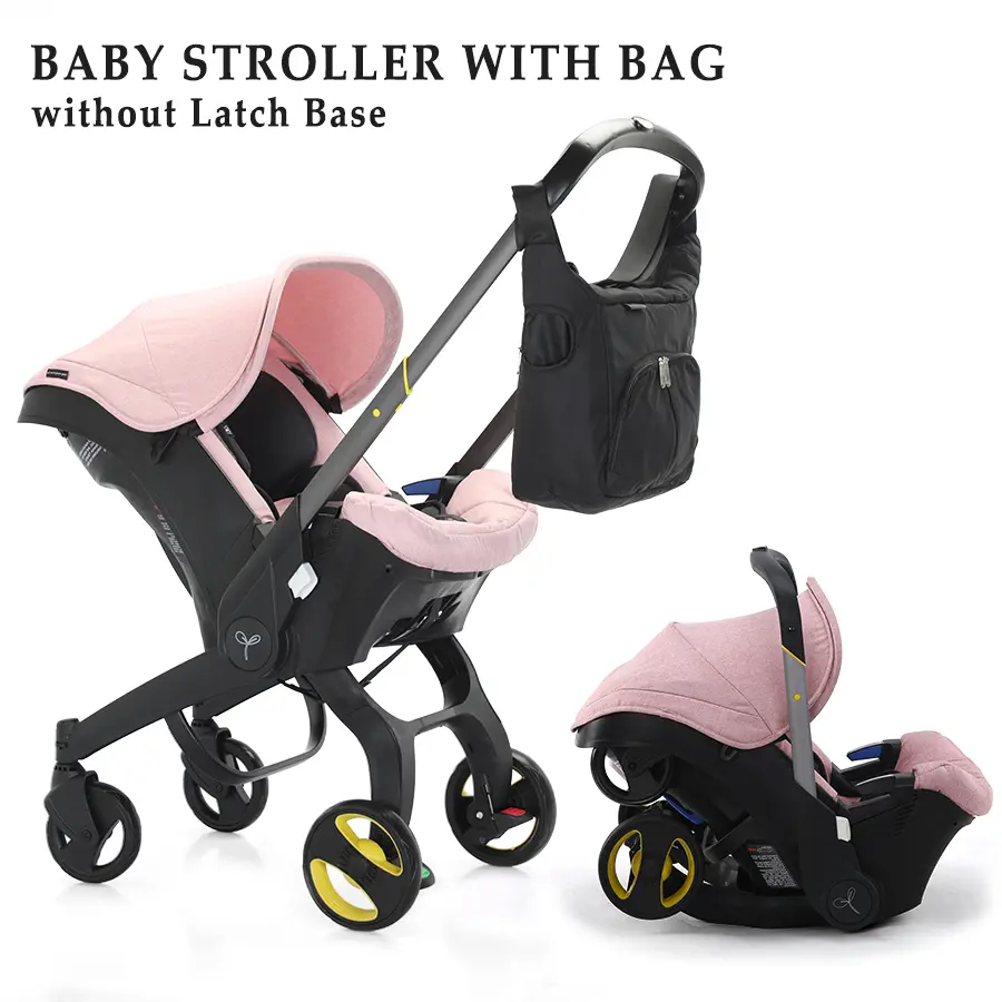 Newborn Baby Stroller Without Base, Attached Storage Bag, Sunshade, Lockable Wheels and Reversible Adjustable Handlebar