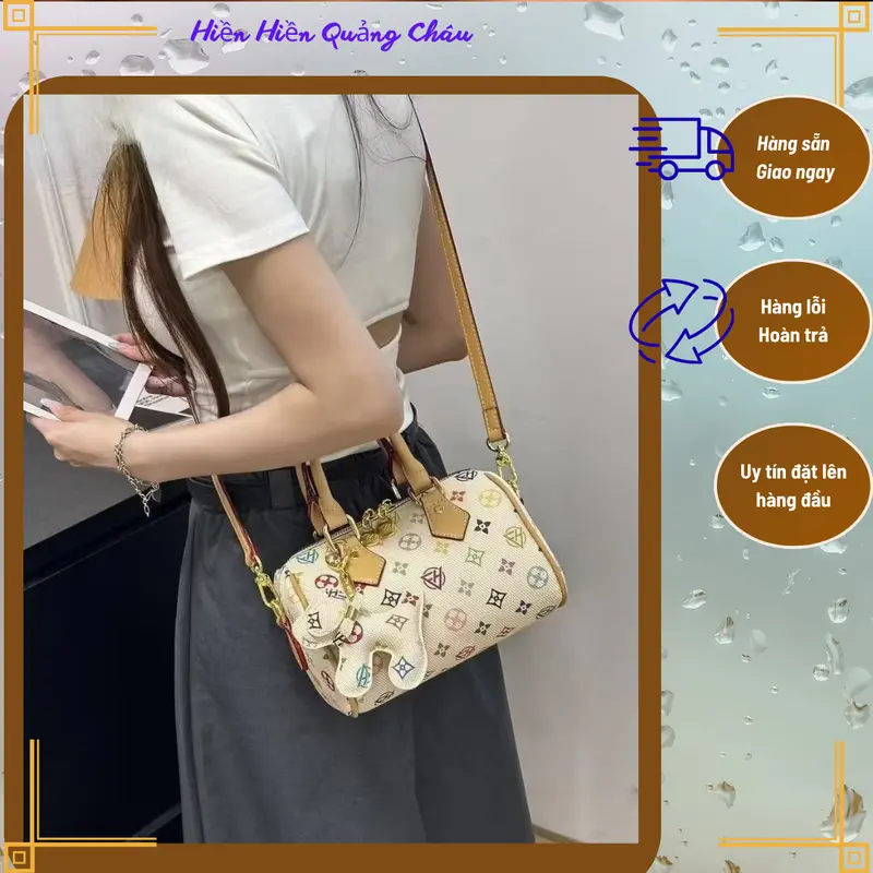 FH LUYIFANGHUA Women's Leather-Style Handbag and Crossbody Bag, 20 cm or 22 cm, Model 8091