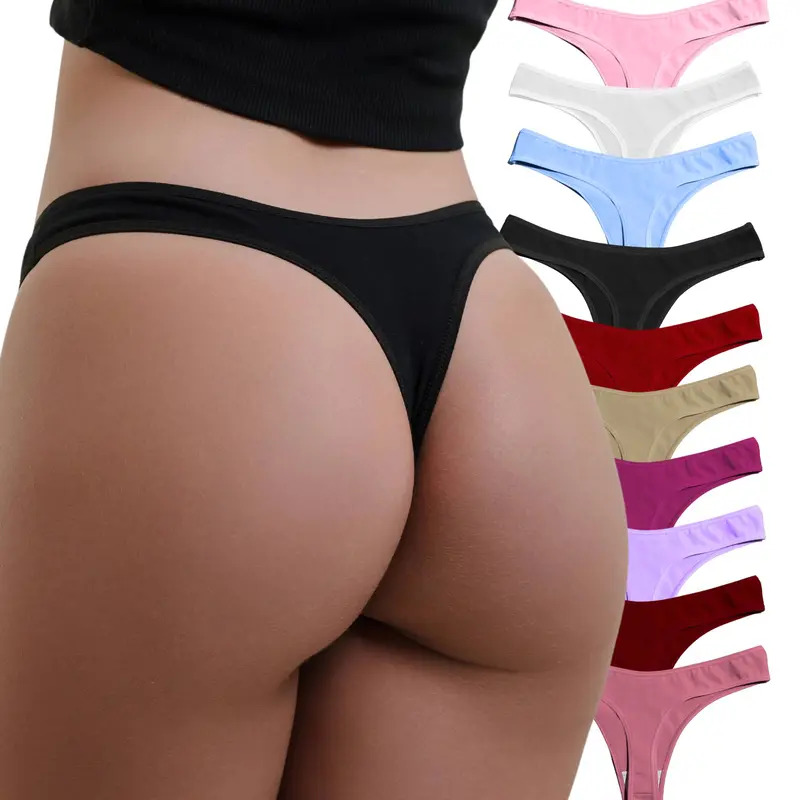 Kit 10 Calcinhas Fio Dental de Algodão Conforto Tanga Básica Cotton Feminina Atacado