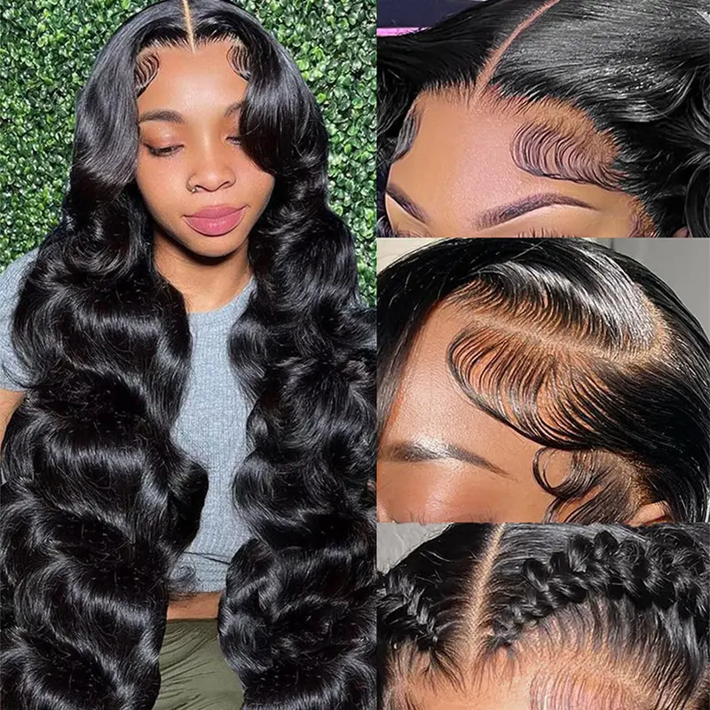 13x6 Lace Frontal Brazilian Human Hair Wig, Body Wave, 180% Density, P4/27 Highlights, Pre-Plucked, #4 Chocolate Brown