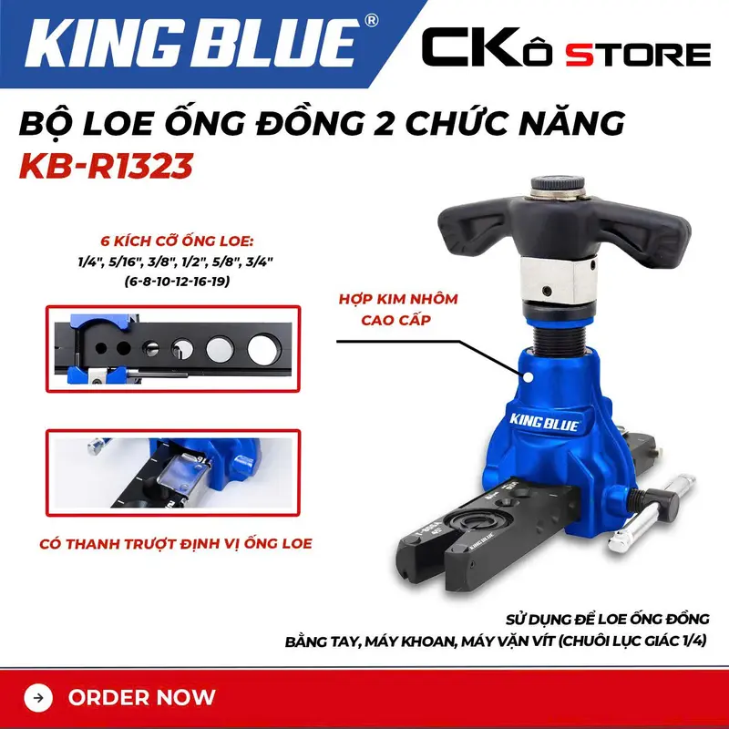 KingBlue KB-R1323 2-Function Copper Tube Flaring Tool Set