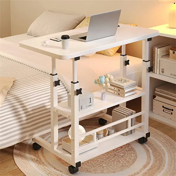 Meja Tempat Tidur Meja Samping Bergaya dengan Roda, Tinggi Dapat Disesuaikan, Hemat Ruang, Penyimpanan Meja, Meja Angkat, Meja Perawatan, Meja Nakas Motif Kayu, Meja Ruang Tamu, Meja Kafe, untuk Tinggal Sendiri, Meja Laptop, Makan, Belajar, Kamar Anak, Meja Multifungsi