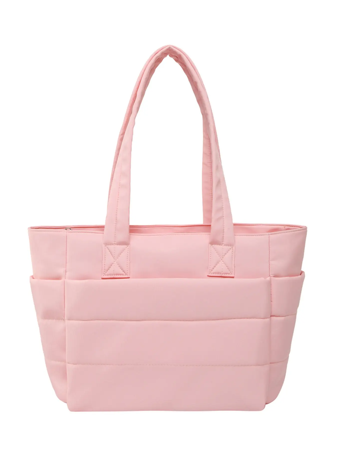 Women's Lightweight Solid-Colour Quilted Tote and Shoulder Bag for Travel, Work and the Beach, All-Season Valentine's Day 26 Style