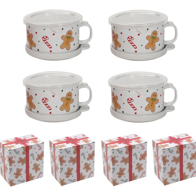 Temp-tations Set of (4) 25-oz Mug Meals w/ Lid-its & Gift Boxes