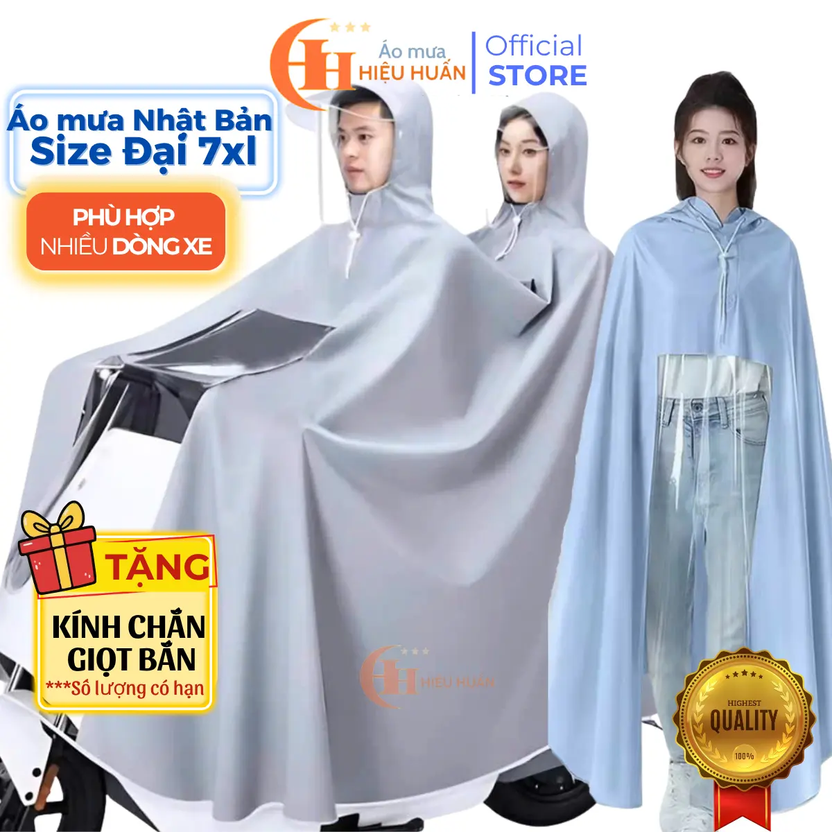 Japanese-Style PVC Motorcycle Poncho for 1 Rider, Winged Design without Mirror Holes, Made in Vietnam, Oversized 7XL