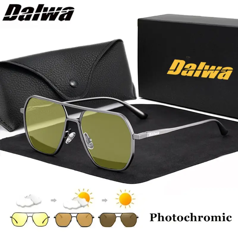 Cermin Mata Hitam Berubah Warna, Dalwa, untuk Pemanduan Siang dan Malam, Antiglare Terpolarisasi, Fleksibel, Sesuai untuk Lelaki, Memandu dan Memancing, Perlindungan UV400, Cermin Mata, Sukan Luar, dengan Penglihatan Siang dan Malam, Warna Hujan