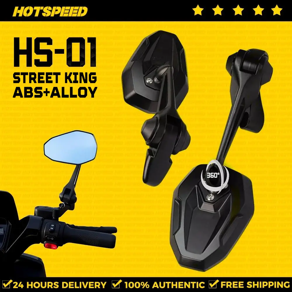 HOTSPEED Street King V9 Motorcycle Side Mirror with Alloy Rod, Universal HD Lens and Heavy-Duty Build