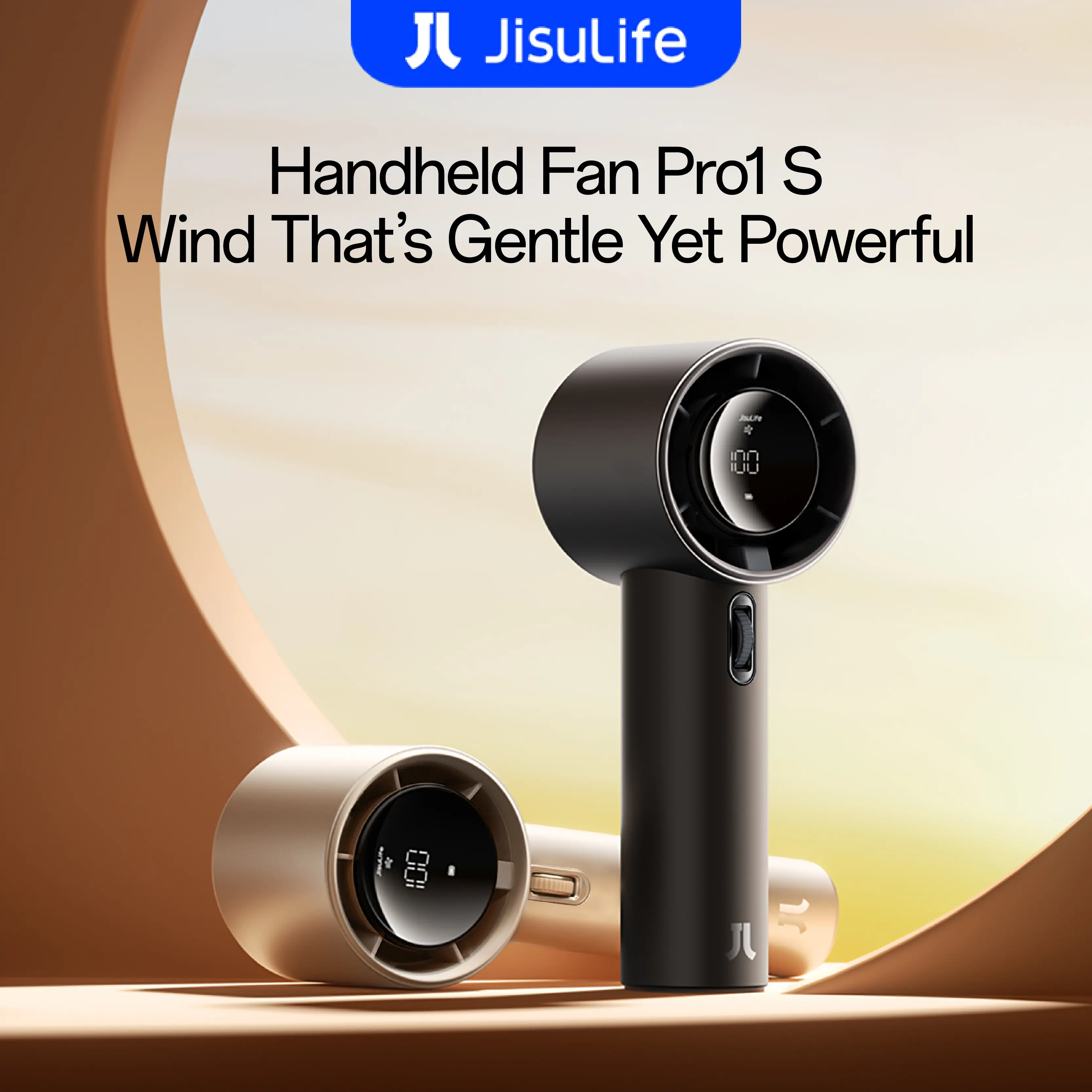 JisuLife Handheld Fan Pro1/Pro1S Mini Fan Rechargeable Jet Fan Strong Wind 100 Gear Wind Speed Metal Body Digital Display Adjustable Turbo Fan For Commuting Outdoor Sports