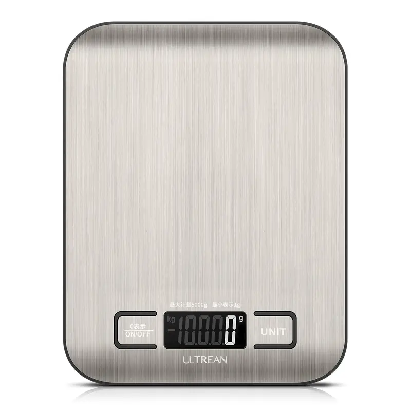 Ultrean 5kg Digital Kitchen Scale, 1g Increments, Water-Resistant Surface, LCD Display and Tare Function