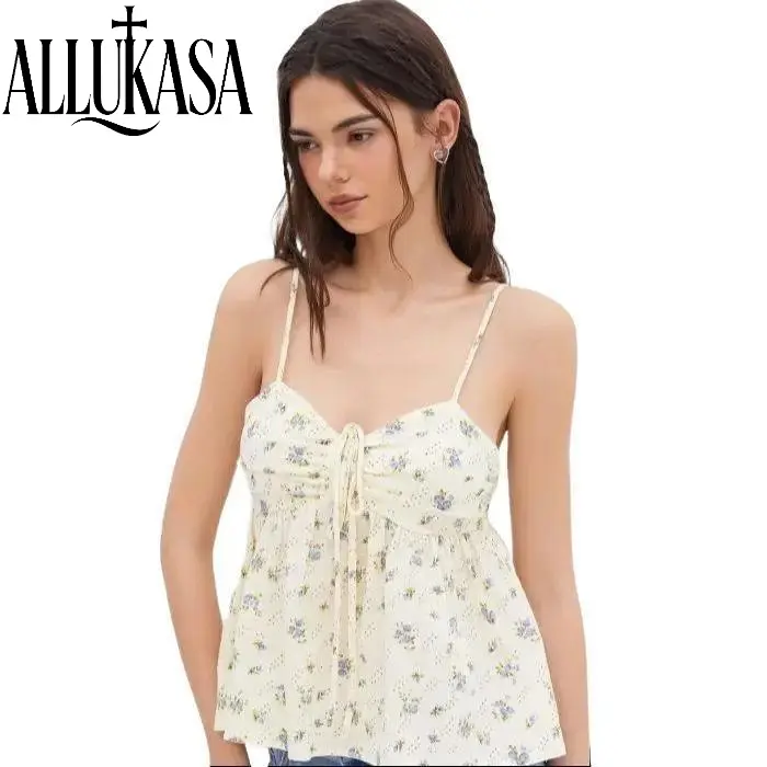 Vestido corto de verano para mujer con tirantes y estampado floral, estilo francés de vacaciones