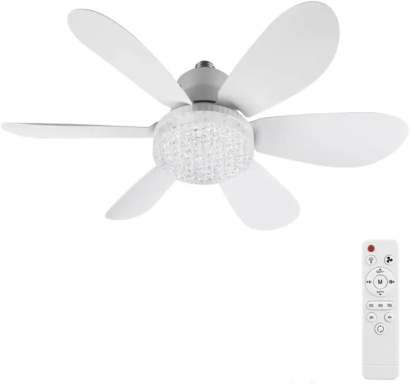 45W Quiet Ceiling Fan with 16.5-Inch LED Light, 6 Blades, 3 Speeds, 3 Brightness Levels, 3000–6500K