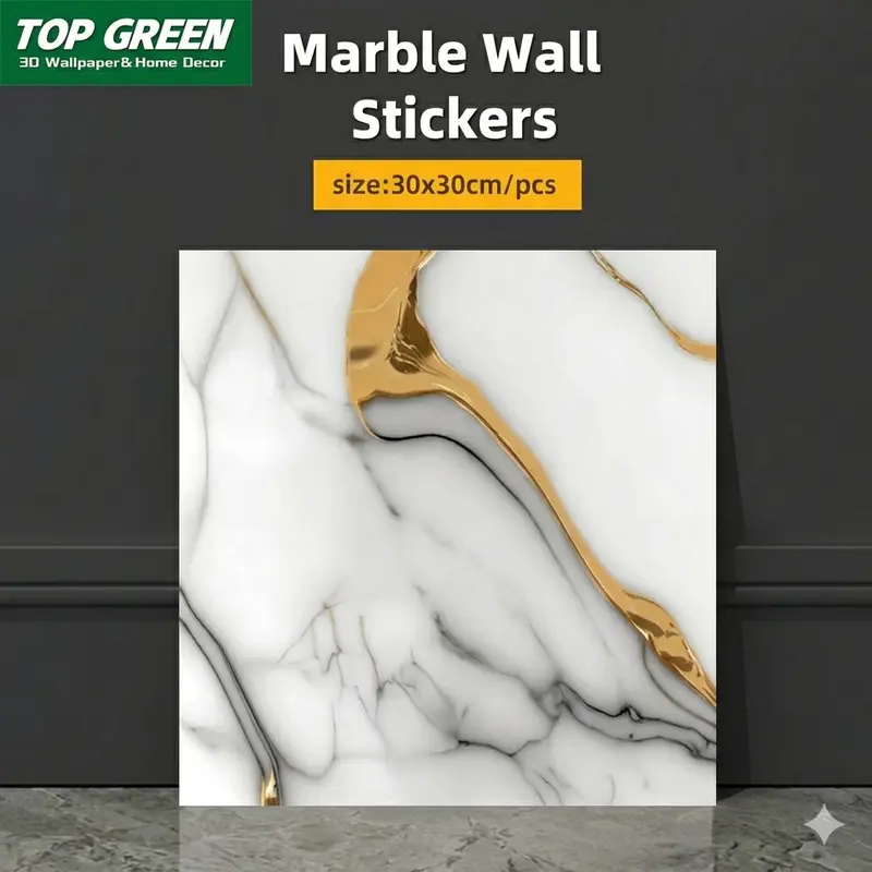 Marble Wall Sticker Foam Wall Decor Self-Adhesive PVC Tiles Waterproof Wall Panels DIY for Home Bathroom Kitchen Living Room Decor