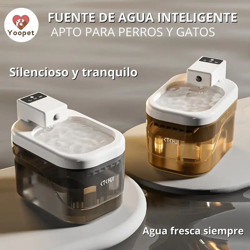 Fuente de agua premium para mascotas | Filtración avanzada 4 en 1, silenciosa y flujo continuo, Color aleatorio