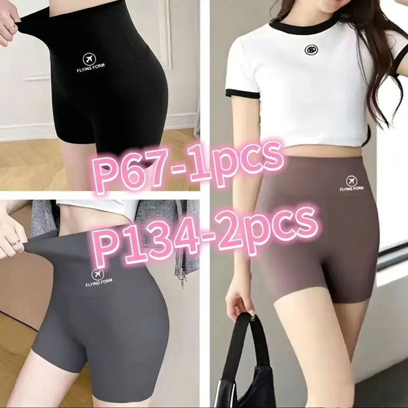 Short feminino de yoga e ciclismo, cintura alta e elástico, estilo casual, promoção leve 2 pagando 1
