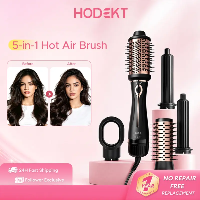 HODEKT 3-in-1 / 5-in-1 Hot Air Brush, Hair Dryer, Air Brush and Volumizer
