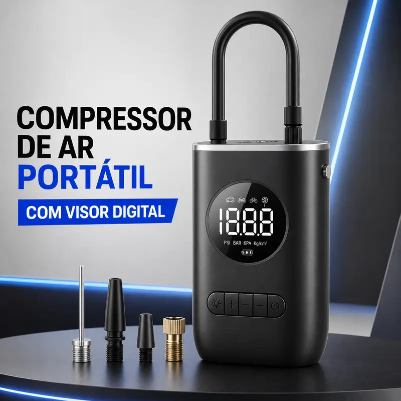 Portable Cordless Digital Electric Tire Inflator and Mini Air Compressor for Cars, Bikes and Motorcycles