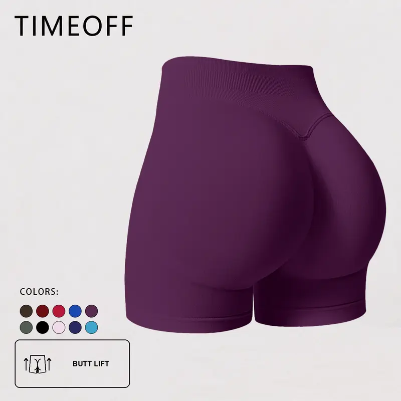 TIMEOFF Pantalones Cortos Deportivos Lisos para Ciclismo Color Rojo Elástico Culo Elevador y Forma Deporte Estilo Moda Tendencia Gimnasio Desgas Shorts Deportivos Lisos te Delgado Confort Ventilar Shorts de Carrera Biker Ejercicio