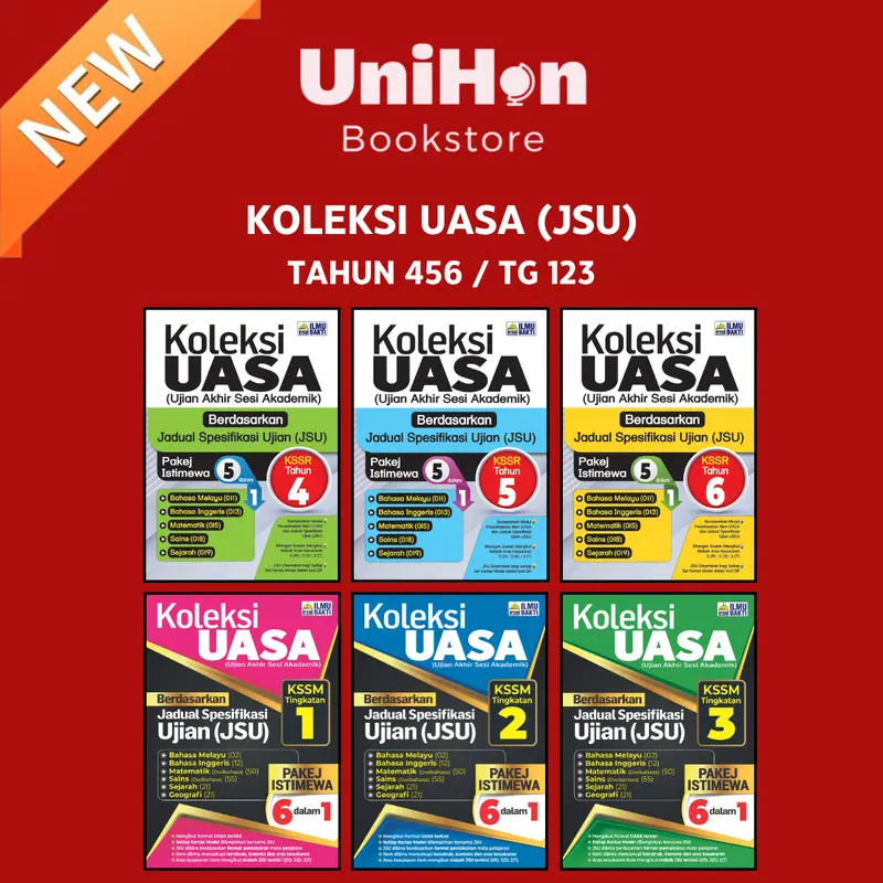 [UNIHON] IB : Koleksi UASA berdasarkan JSU terkini Kertas exam TAHUN 456 (5 dalam 1) (2 set untuk setiap subjek) TG. 123 (6 dalam 1)