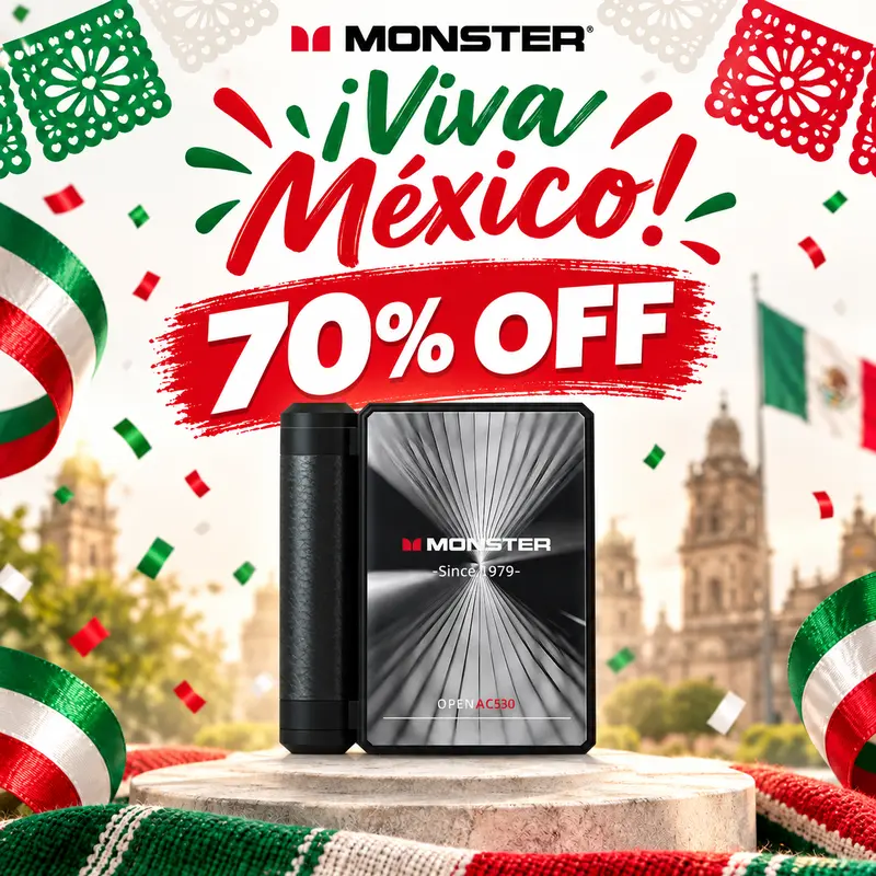 Earbud Bluetooth Monster Desain Lipat Ganda, Isolasi Bising, Pemutaran 165H, Bluetooth 6.0, Tahan Air dan Keringat, untuk Perjalanan, Olahraga, dan Harian, Kompatibel dengan iPhone dan Android – VivaLaQuincena-FiestasPatrias