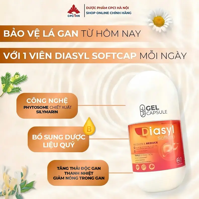 DIASYL Liver Support Capsules, 1 Capsule Daily, for Liver Cell Protection, Detoxification Support and Liver Function