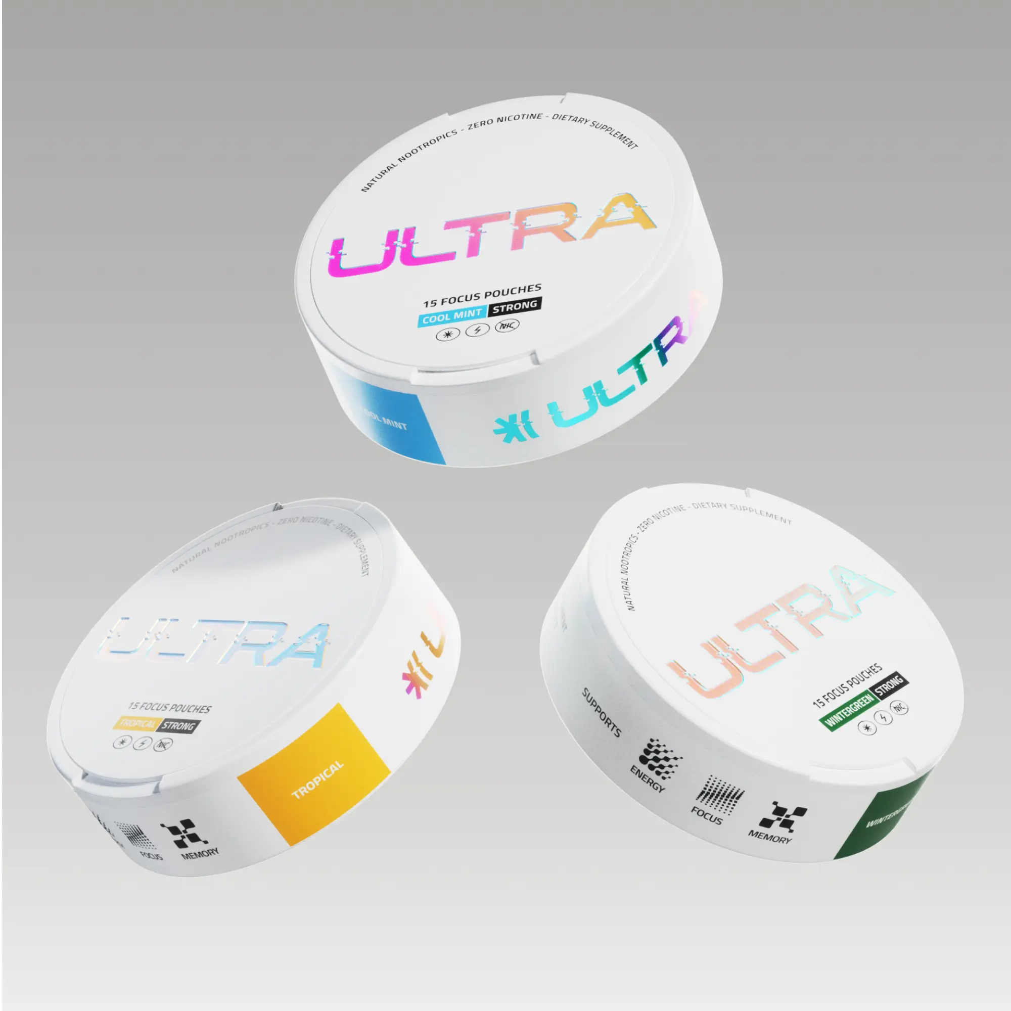 Ultra Pouches Focus – zuckerfreie nootropische Pouches mit 6 ausgewählten Inhaltsstoffen für Konzentration, gleichmäßige Energie und kognitive Leistungsfähigkeit, nikotin- und koffeinfrei, ohne Nervosität, Leistungstief oder Abhängigkeit
