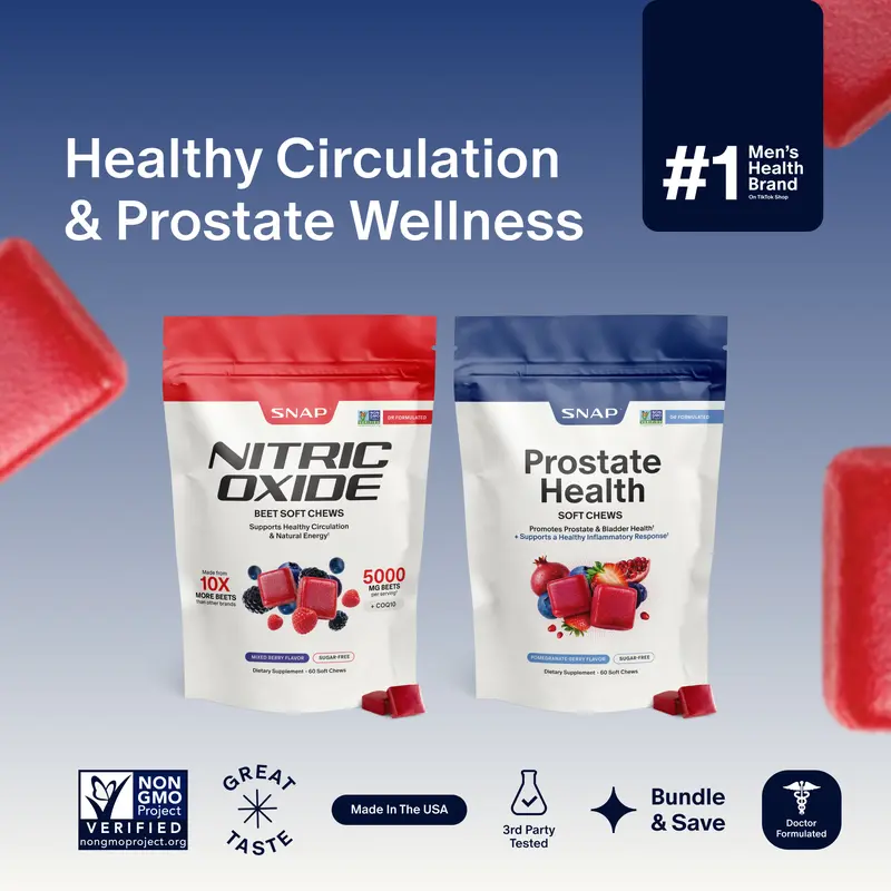 Nouveau ! Gommes à mâcher pour la santé de la prostate et l’oxyde nitrique, goût fruits rouges, aux champignons médicinaux et plantes, avec antioxydants, soutien de la fonction urinaire et vésicale, de la circulation, de l’énergie, de la santé reproductive masculine et de l’équilibre inflammatoire et du taux de DHT