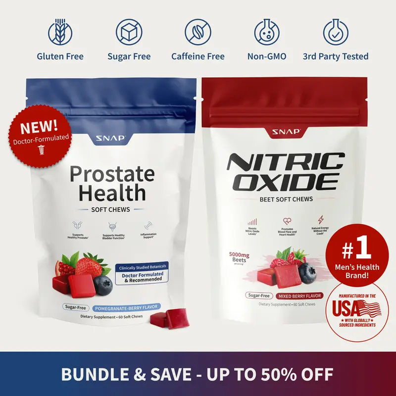 Prostate Health and Nitric Oxide Chews, Mixed Berry — Medicinal Mushrooms and Botanicals for Inflammation, Urinary and Bladder Function, Blood Flow, Energy and Healthy DHT Level Support