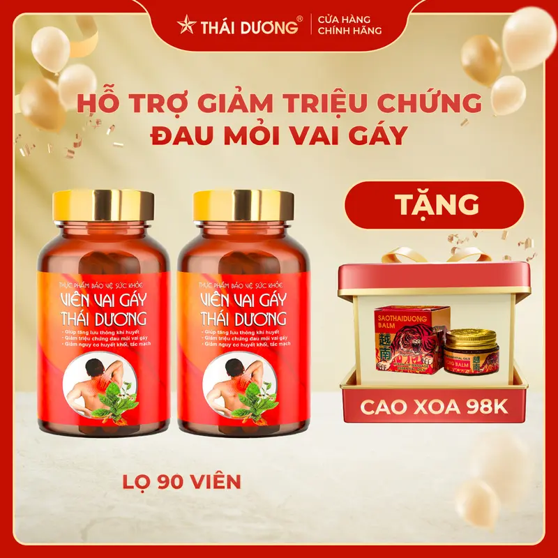 COMBO 2 Hộp Viên Vai Gáy Thái Dương (Lọ 90 viên) TẶNG Cao xoa 20g