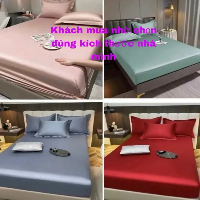 BỘ 3 MÓN GA GỐI PHI LỤA Đủ Kích Thước 1 ga 2 vỏ gối đầu (Cao 5-10cm)