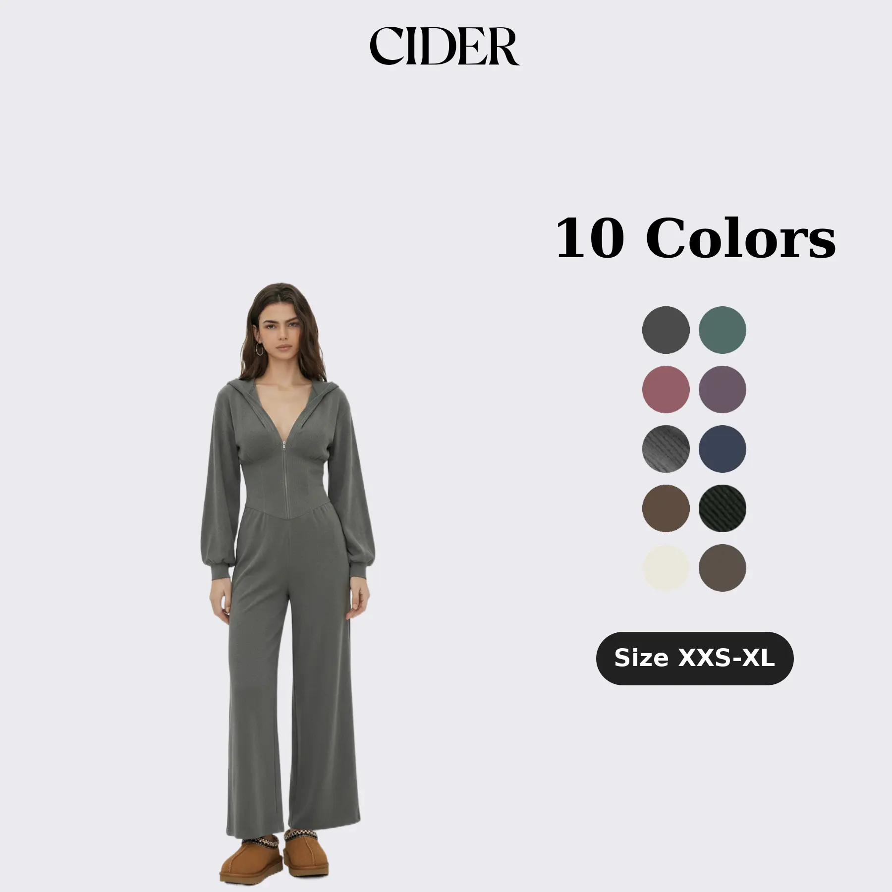 Cider lässiger Streetwear-Jumpsuit mit Kapuze für Freizeit und Lounge, eleganter Wide-Leg-Einteiler mit langen Ärmeln, Damen-Outfit und Trainingsanzug für den Herbst