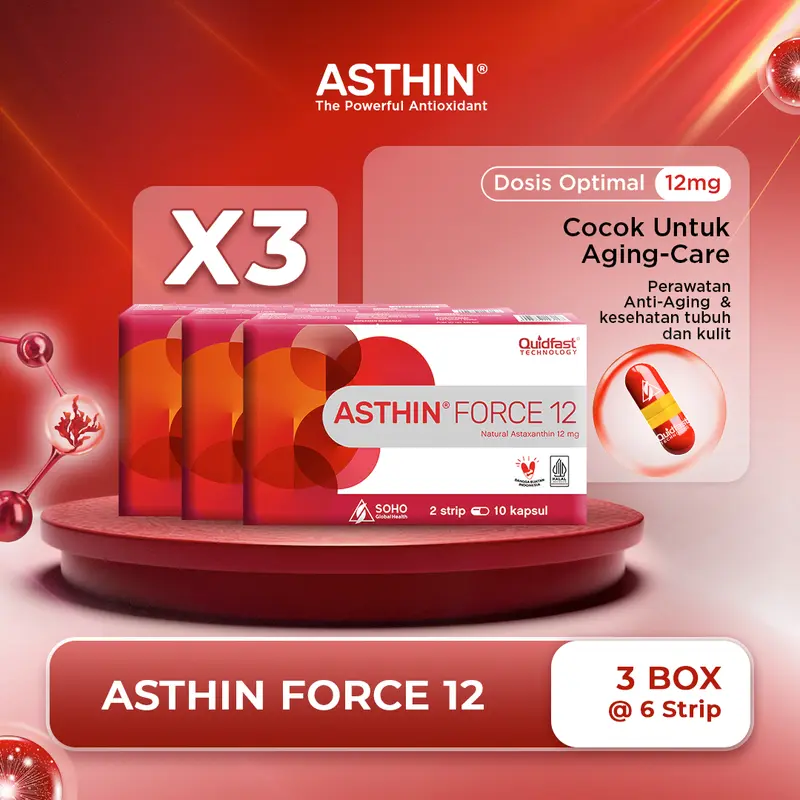 ASTHIN FORCE 12 mg Astaxanthin Beauty Supplement, Exclusive Bundle