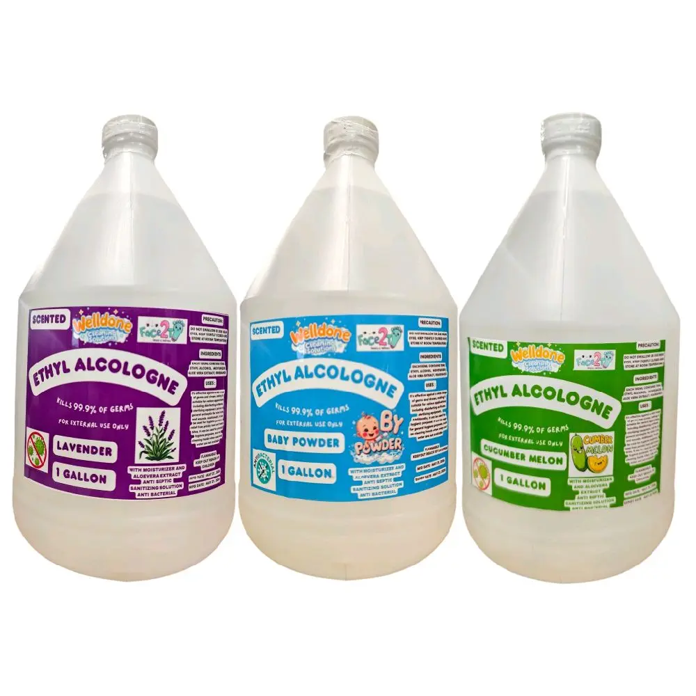 Alcool éthylique parfumé FACE 2 TOE, bidon de 1 gallon, nettoyant ménager — concombre-melon, lavande, poudre pour bébé ou sans parfum