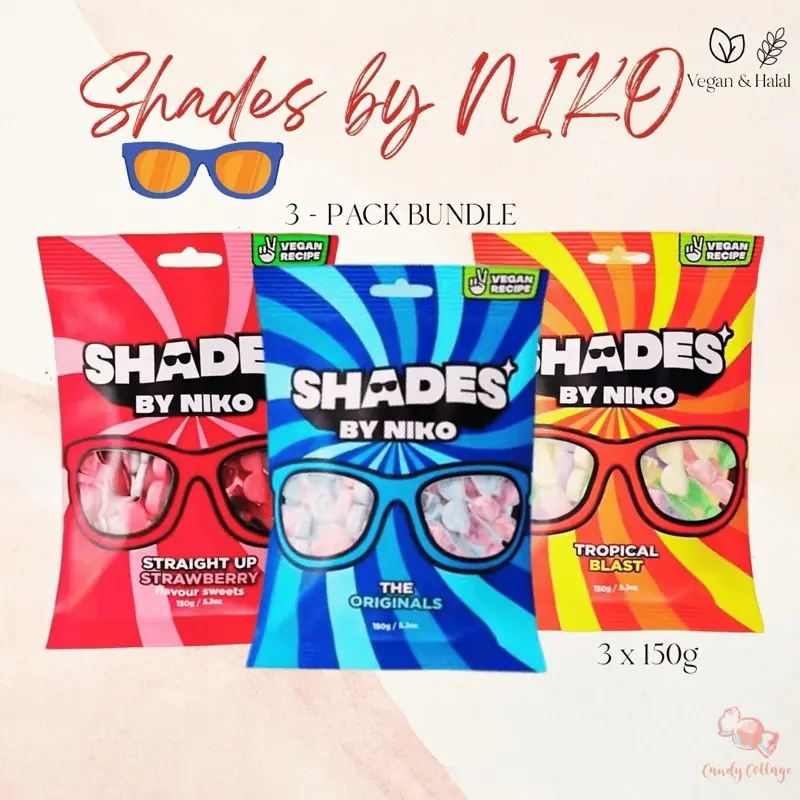 Candy Cottage x Shades by Niko UK Candy, The Original, Strawberry and Tropical Blast