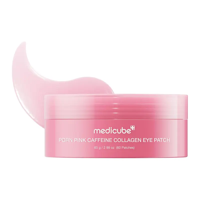 medicube PDRN Pink Caffeine Collagen Eye Patches for Night Care, for the Look of Puffiness and Dark Circles
