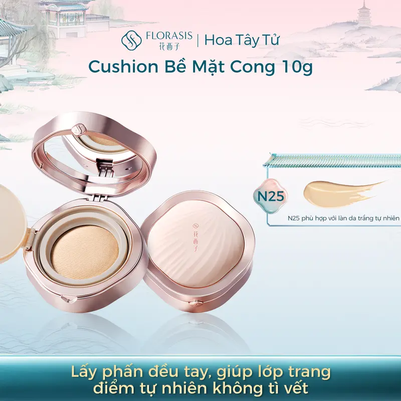 Florasis Curved-Surface Cushion Foundation, 10g, for Even Application and a Natural-Looking Finish