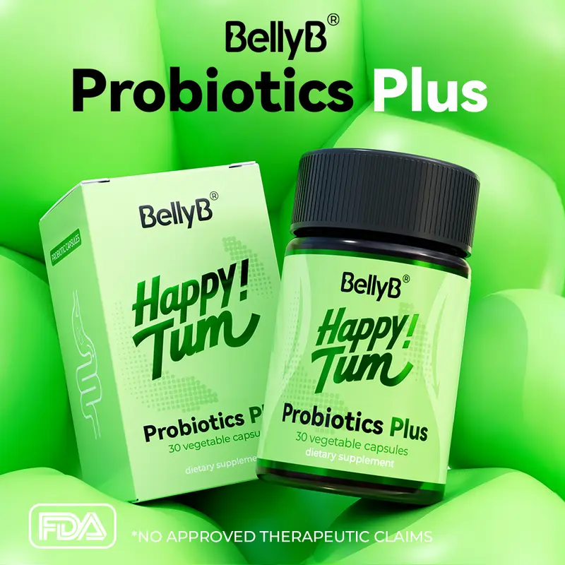 BellyB Probiotics Plus Digestive Aid Supplement Capsules, FDA-Approved