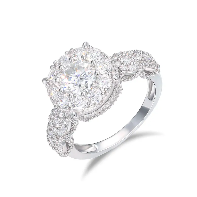 UCCIYO Wedding Ring R710 S925 Silver Lab-Created Moissanite Women Wedding Ring Round Cut D Color VVS Synthetic Moissanite Engagement Ring Shining Bridal Statement Ring UCCIYO Jewelry【#R710】