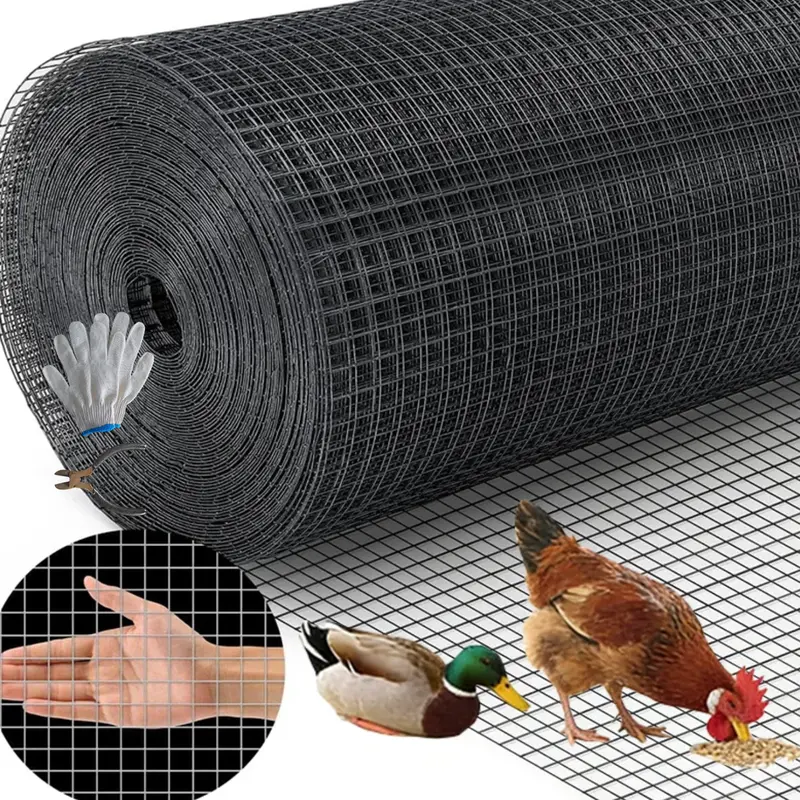 HMOLIKH verzinktes, vinylbeschichtetes Volierendrahtgitter, 36 Zoll × 100 Fuß, 1/2-Zoll-Maschenweite, 19 Gauge, geschweißt, mit Drahtschere und Handschuhen, wetterfest, für Garten, Hühnerstall, Kaninchenkäfig und Schädlingsschutz